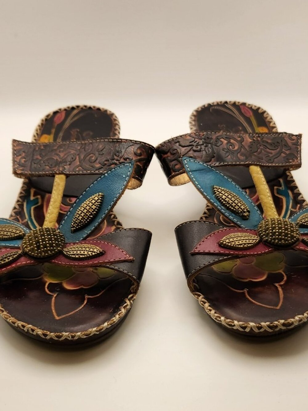 Spring Step sandals sz EU 36 sz 5.5 brown floral pattern Pola GUC
